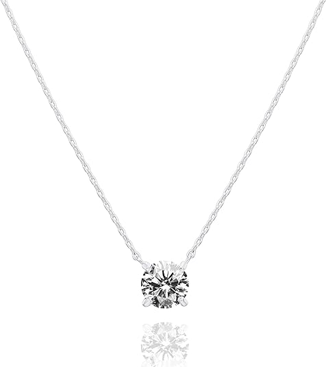 Crystal Solitaire 1.5 Carat (7.3mm) CZ Dainty Choker Necklace