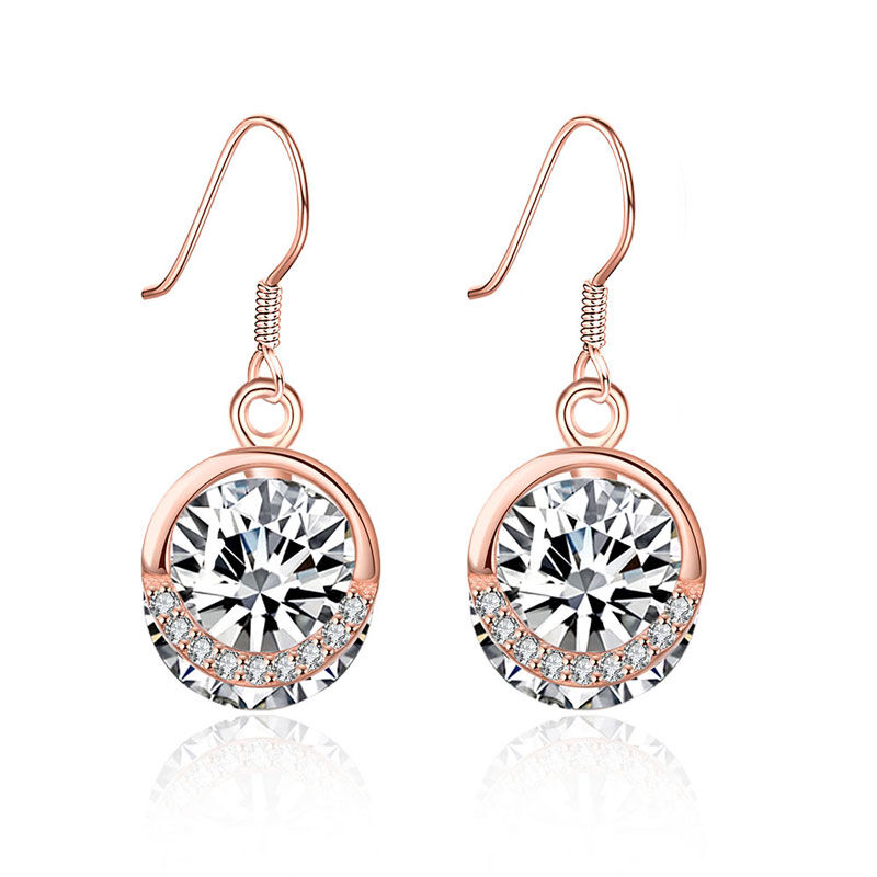 Round Cut Stone Sterling Silver Earring Drops