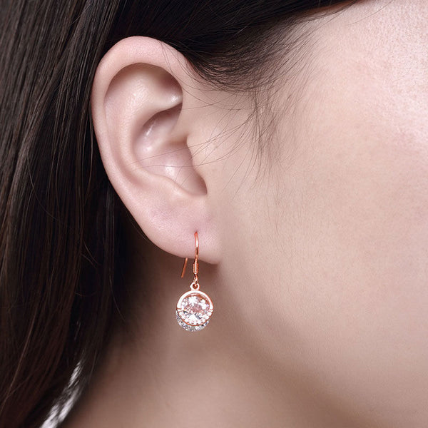 Round Cut Stone Sterling Silver Earring Drops