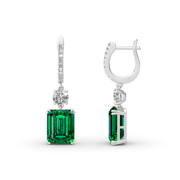 Classic Emerald Cut Sterling Silver Earrings