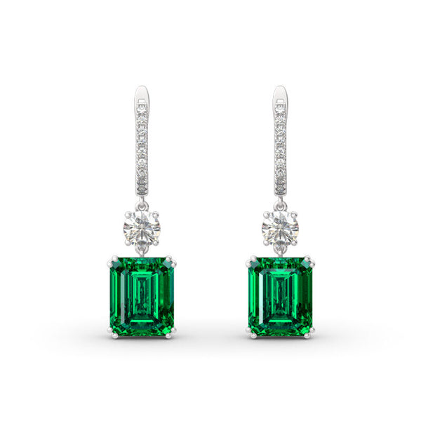 Classic Emerald Cut Sterling Silver Earrings