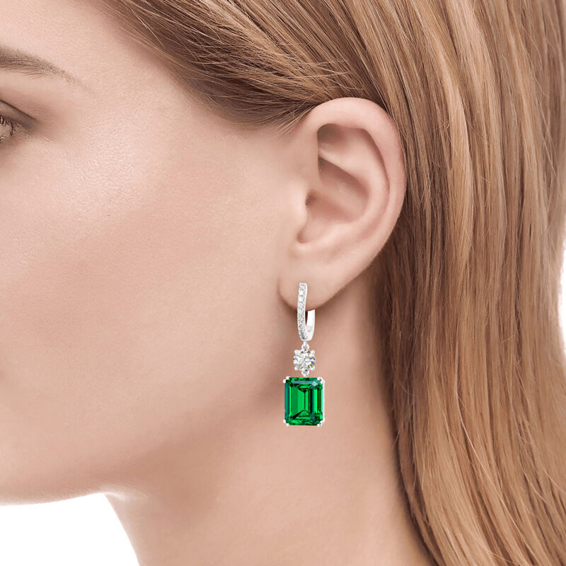 Classic Emerald Cut Sterling Silver Earrings