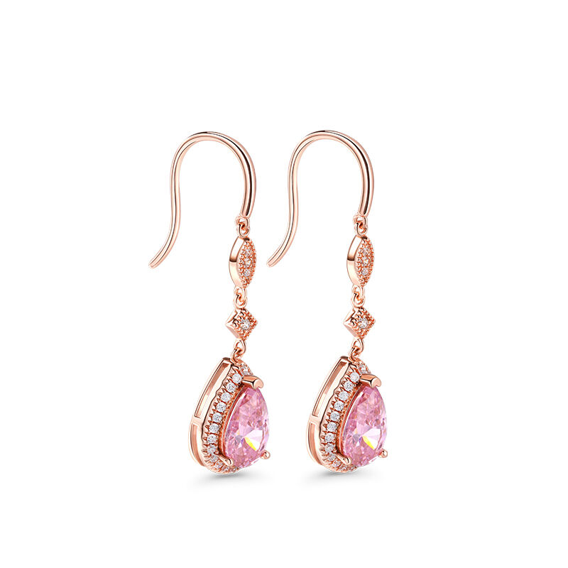 Pear Cut Synthetic Morganite Sterling Silver Earrings