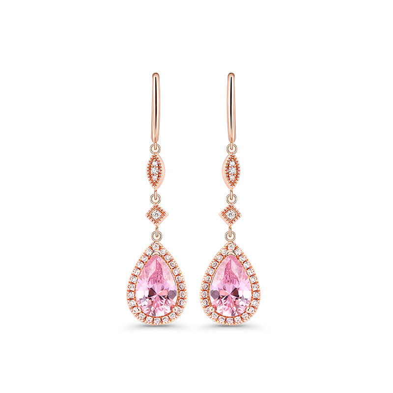 Pear Cut Synthetic Morganite Sterling Silver Earrings