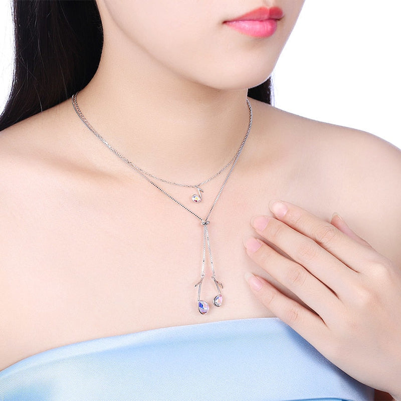 Sterling Silver & Blue Cubic Zirconia  Necklace