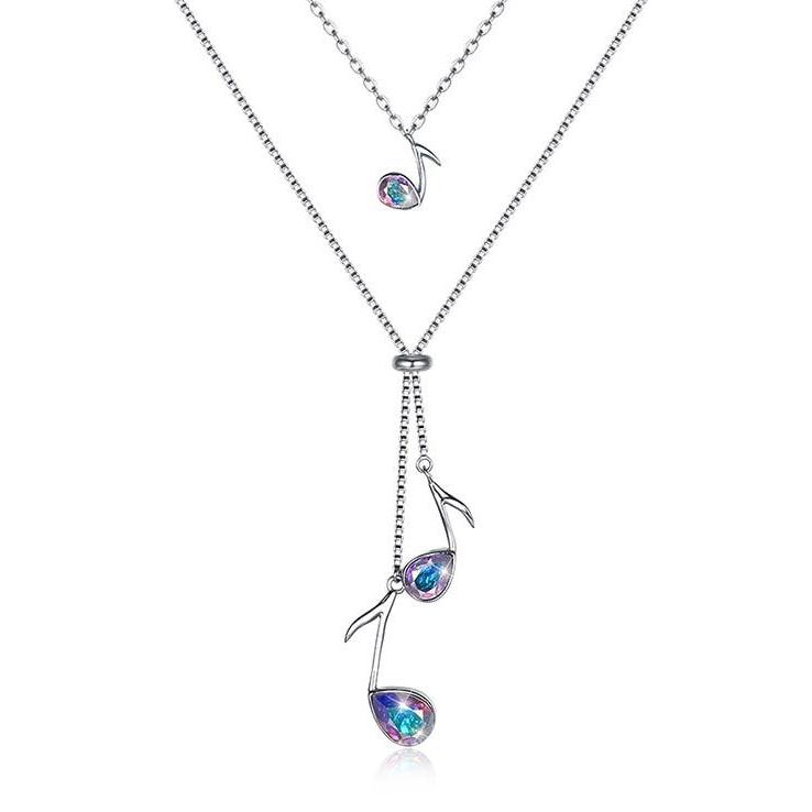 Sterling Silver & Blue Cubic Zirconia  Necklace