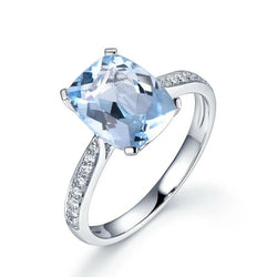 925 Aquamarine & CZ Ring