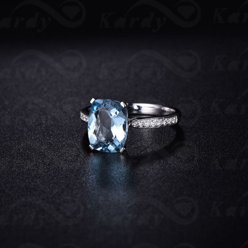 925 Aquamarine & CZ Ring