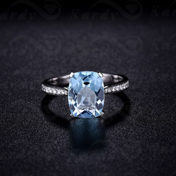 925 Aquamarine & CZ Ring