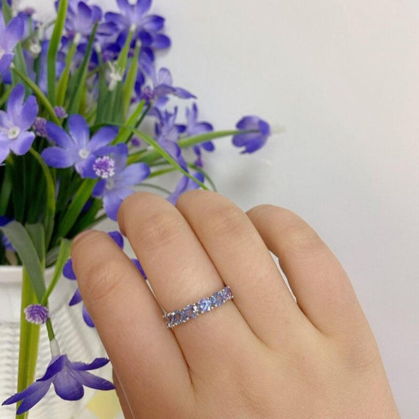 Six Stone Genuine Tanzanite Ring set in Sterling Silver