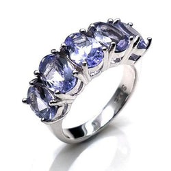 Genuine Five Stone Tanzanite Ring in a Sterling Silver