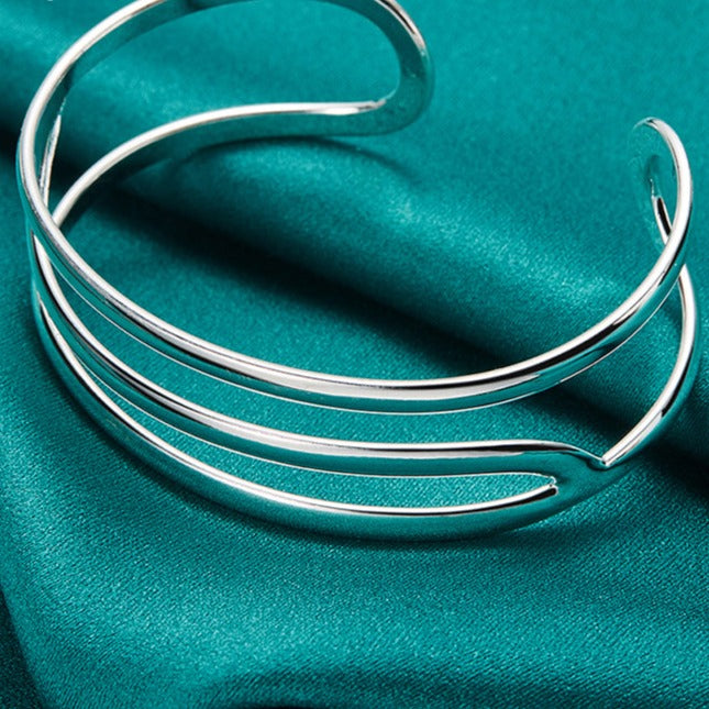 925 Sterling Silver Adjustable Bangle Bracelet