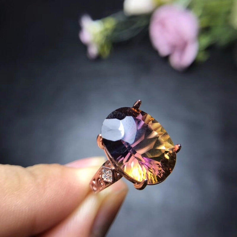 Sterling Silver Oval Ametrine Gemstone Ring
