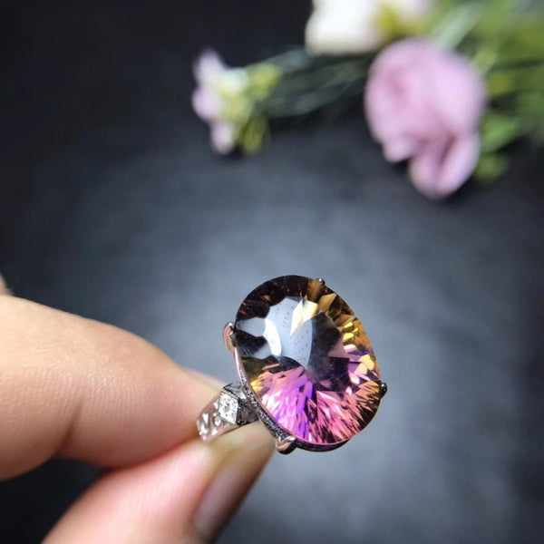 Sterling Silver Oval Ametrine Gemstone Ring