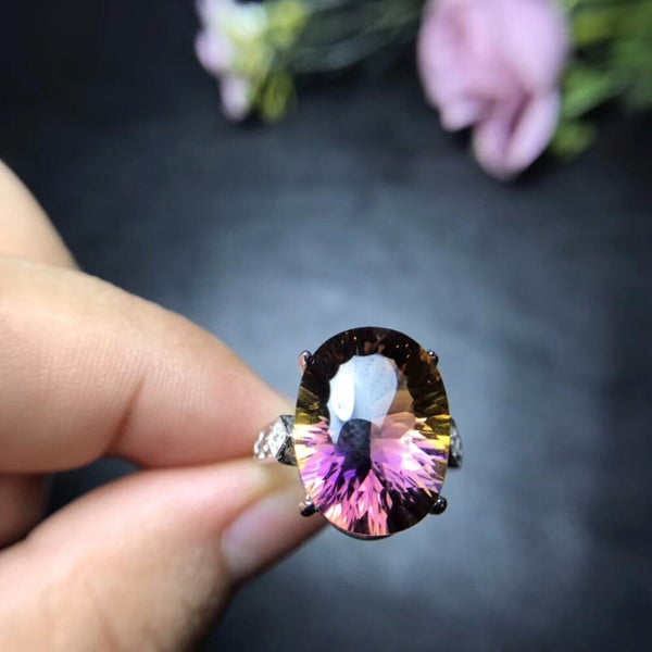 Sterling Silver Oval Ametrine Gemstone Ring