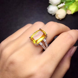 Sterling Silver Citrine Gemstone Stone Ring