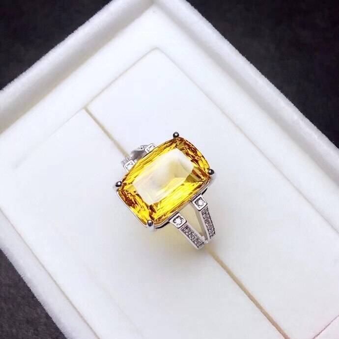 Sterling Silver Citrine Gemstone Stone Ring