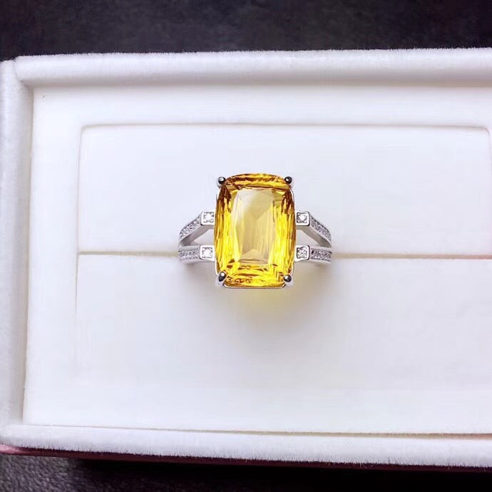 Sterling Silver Citrine Gemstone Stone Ring