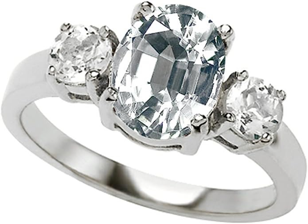 Unique Oval Cut White Topaz Ring