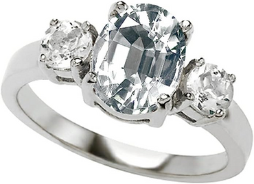 Unique Oval Cut White Topaz Ring