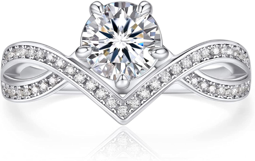 Vintage Round Cut Moissanite Engagement Ring