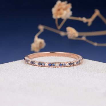Gradient Blue Sapphire Wedding Band