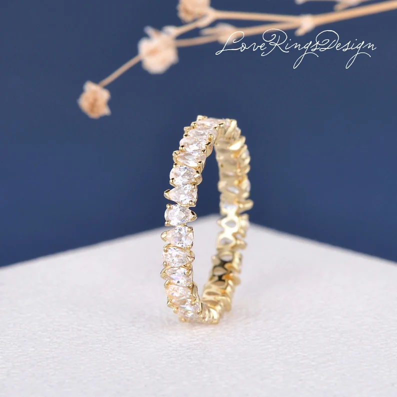 full eternity pear moissanite band
