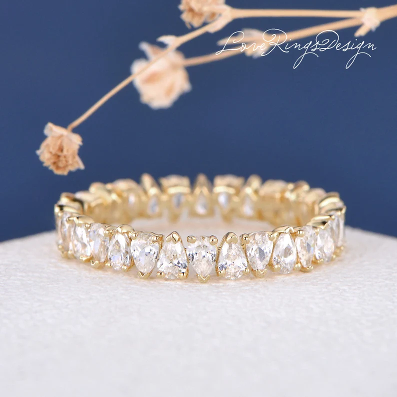 full eternity pear moissanite band