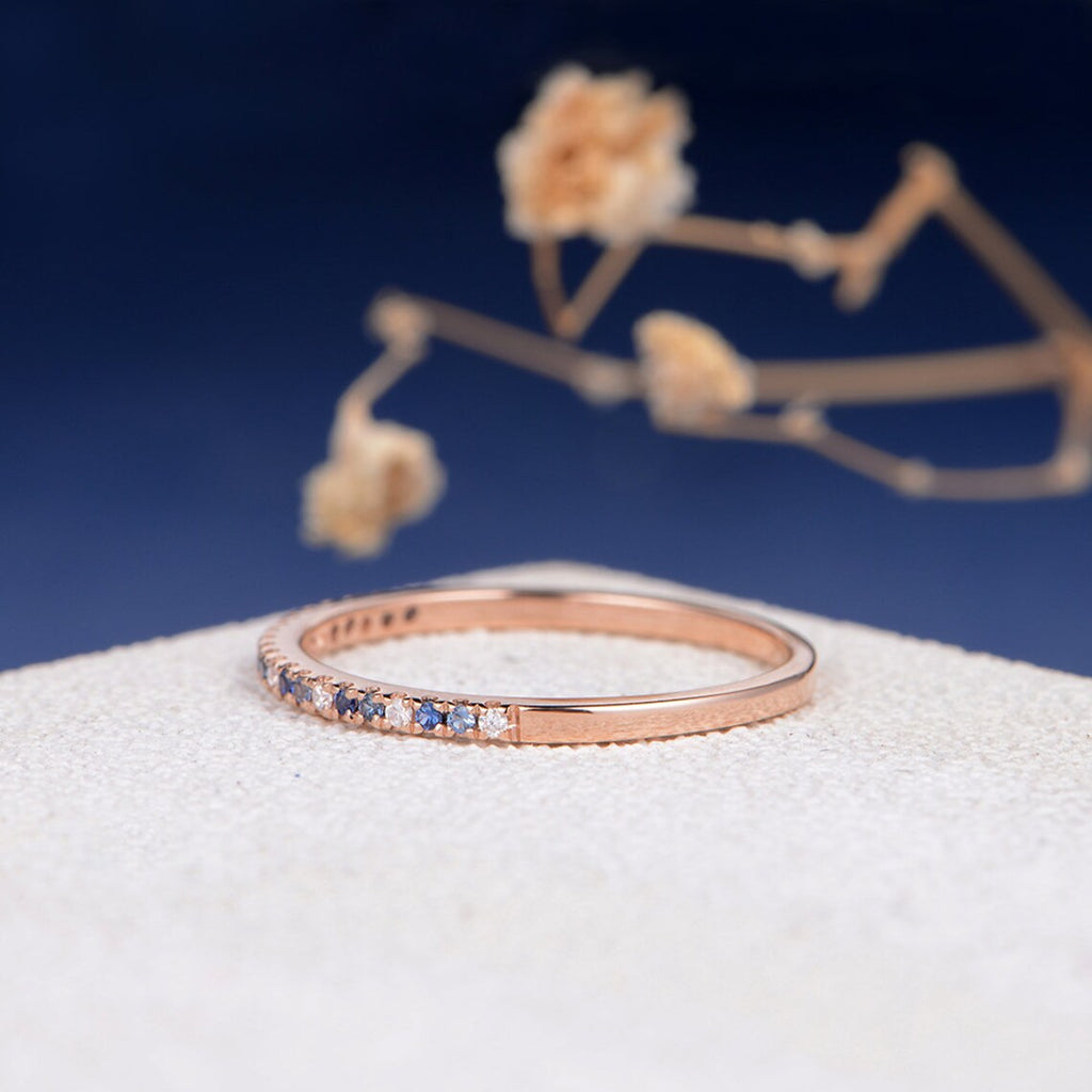 Gradient Blue Sapphire Wedding Band