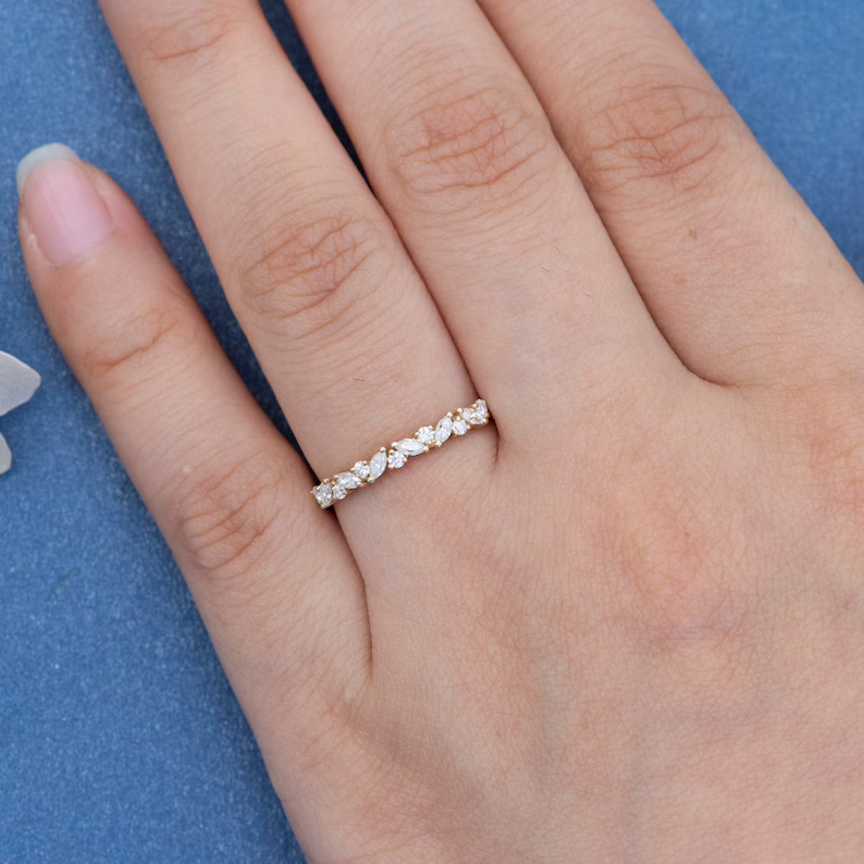 Marquise Moissanite Cluster Wedding Band