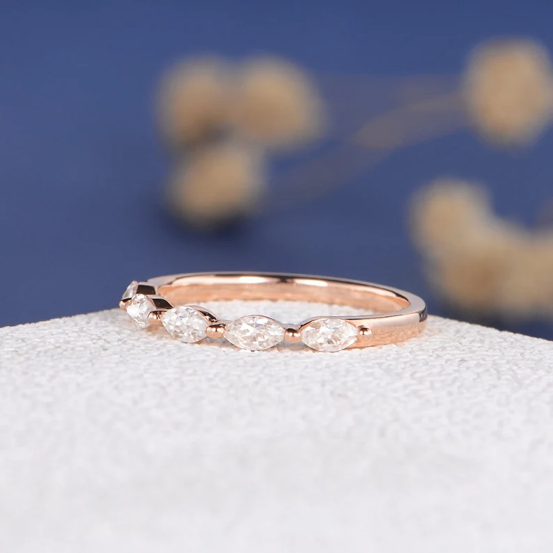 Unique Moissanite Wedding Band