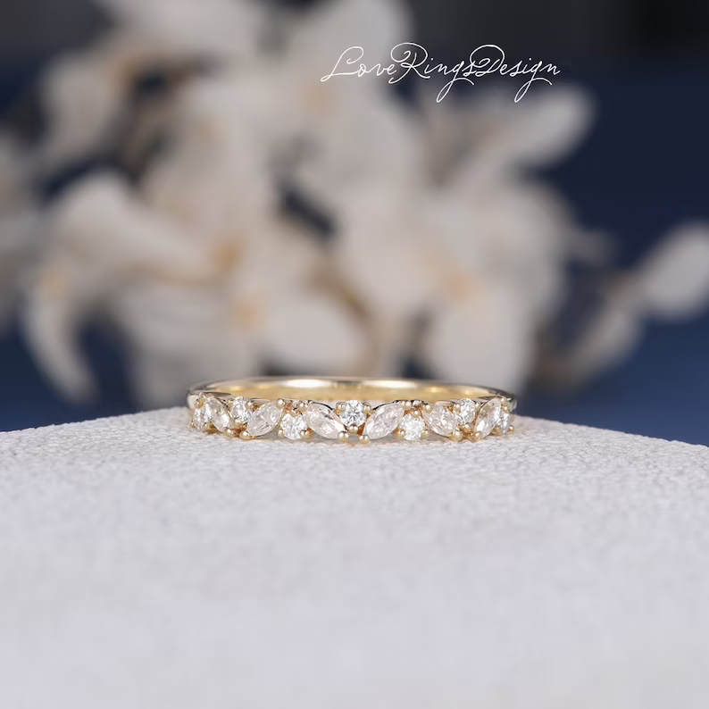 Marquise Moissanite Cluster Wedding Band